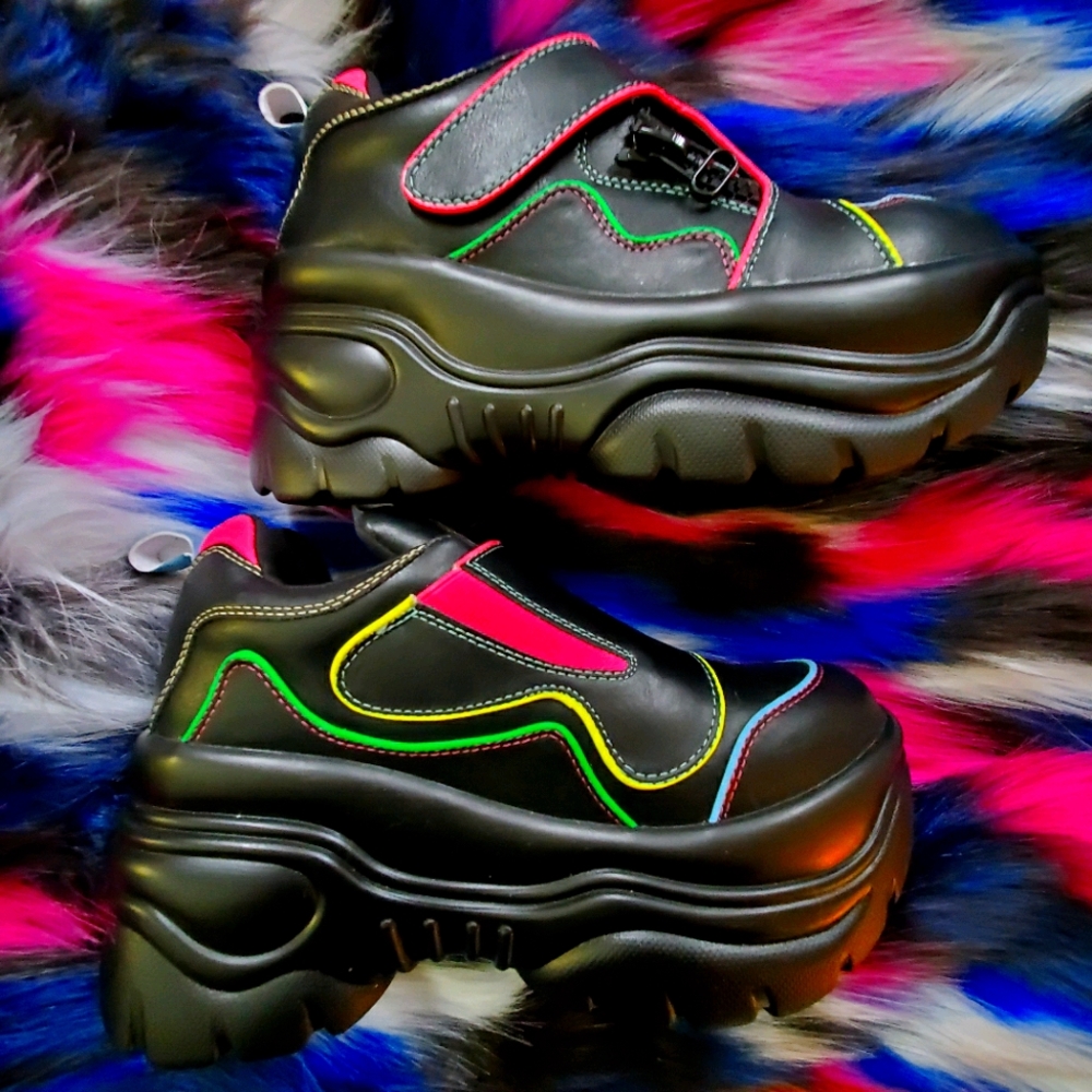 YRU black platform sneakers